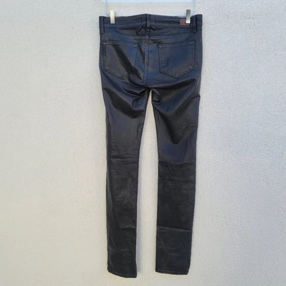 Paige Black Shiny Pandora Coated Peg Skinny Jeans. SIZE 28 - Picture 5 of 12